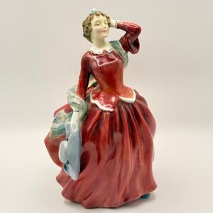 Royal Doulton Blithe Morning Figurine HN2065 Red Dress Vintage Bone China 7.25in